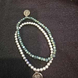 Green Faceted and Silver Bead Stretch Bracelet Set - Women Jewelry